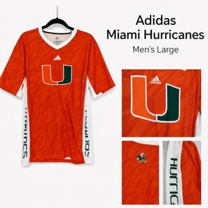 Adidas Miami Hurricanes Jersey Orange Soccer Style Shirt Men’s Large NCAA